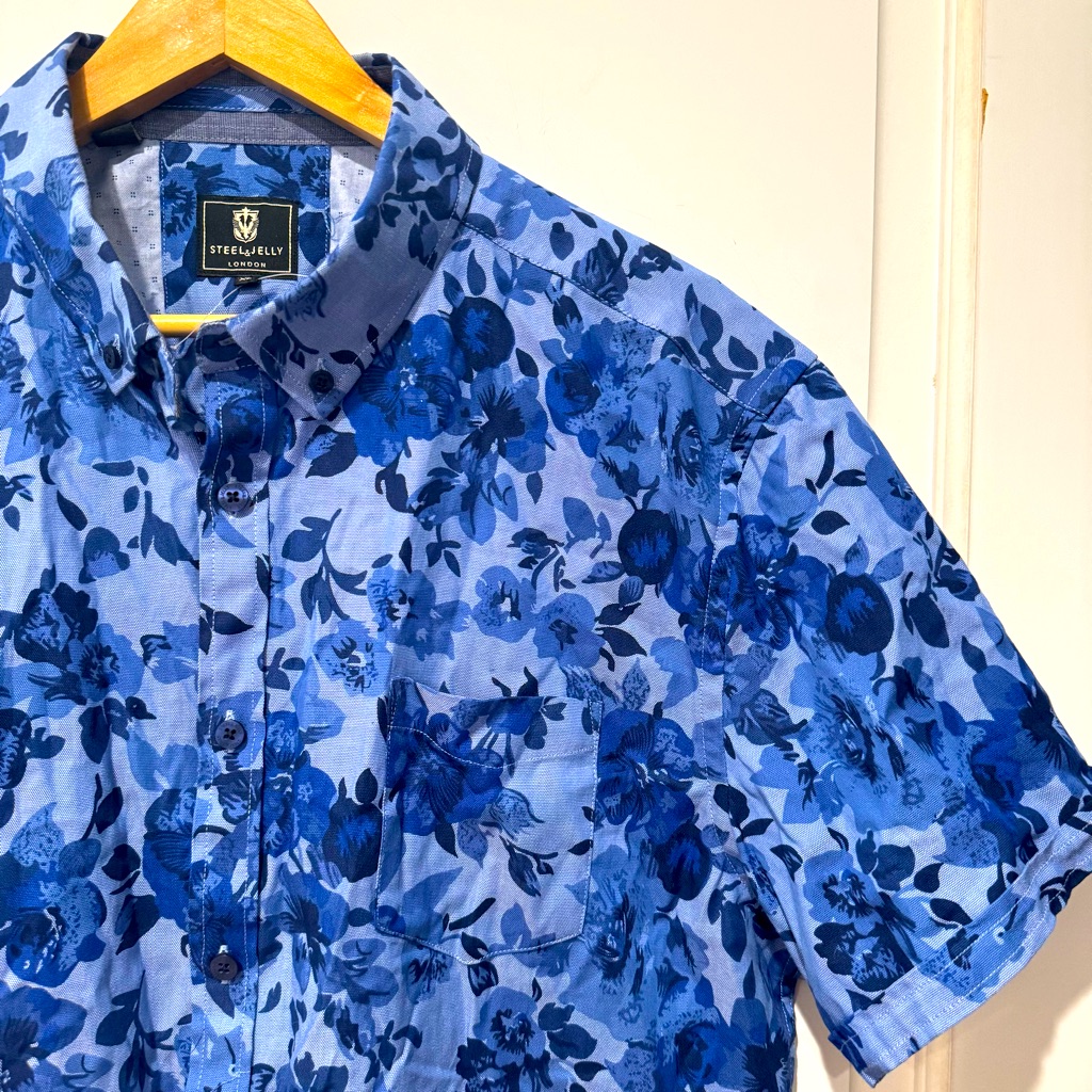 Steel & Jelly London Men’s Short Sleeve Button Down Floral Print Size Xl